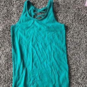 Blue Workout tank.